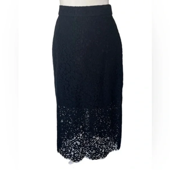 J Crew Pencil Skirt in Black lace, 12 NWT✨